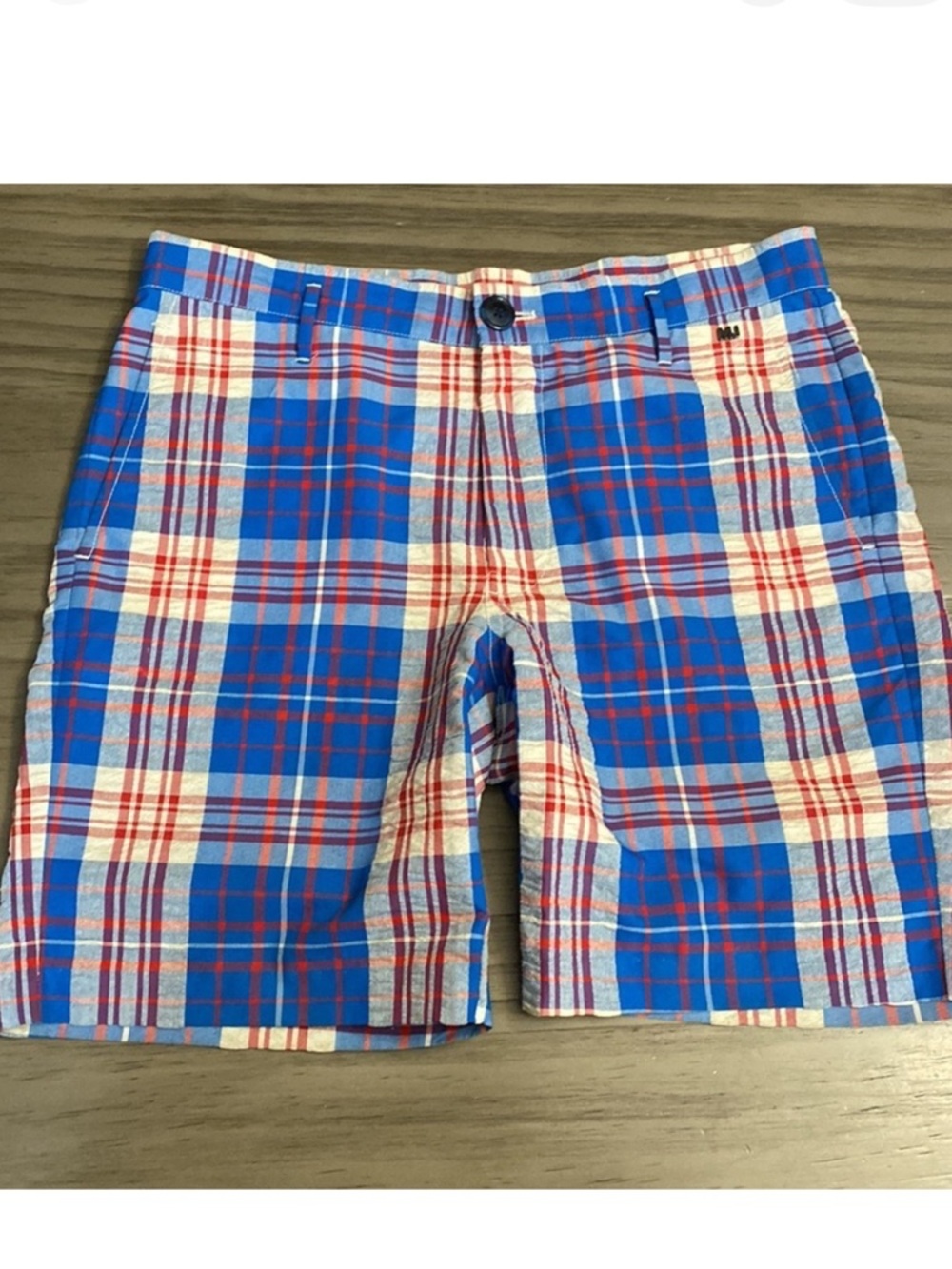 MARC JACOBS BLUE & WHITE PLAID SHORTS SIZE 32